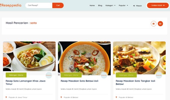 Mencari Resep Soto di Reseppedia.com