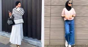 Inspirasi OOTD Sweater Hijab dengan Rok dan Celana